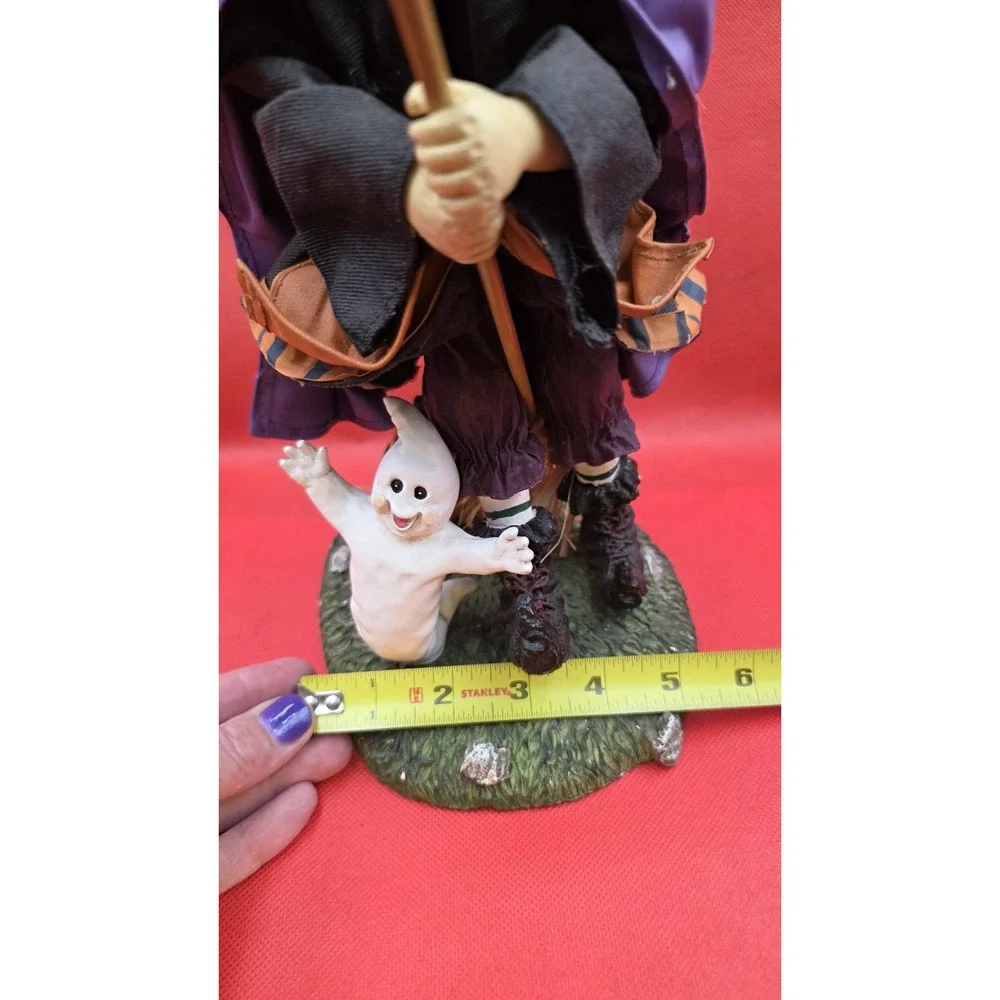 Vtg‎ Halloween Witch Ghost Pumpkin Jack-o'-lantern Figurine Resin & Paper-mâché